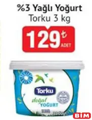 TORKU %3 YAĞLI YOĞURT 3 KG